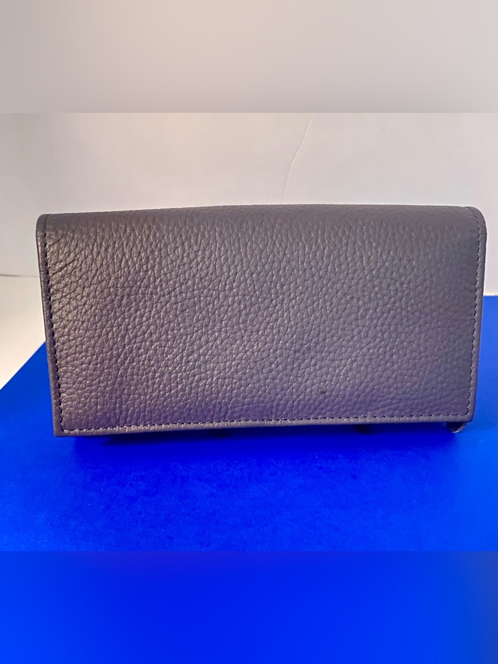 Pebbled Leather Clutch Wallet in Charcoal